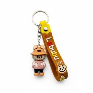 Labubu Monster Bag charm Keychain Pink and Beige